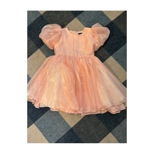 Bardot Junior Pink Puff Sleeve Dress Sz 14